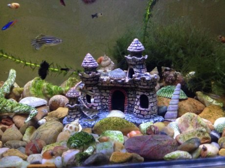 城堡別墅魚缸造景擺件，樹脂工藝品