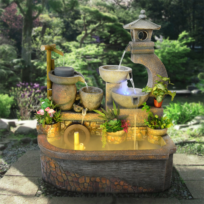 風水輪假山水景落地陽臺魚流水加濕器噴泉池擺
