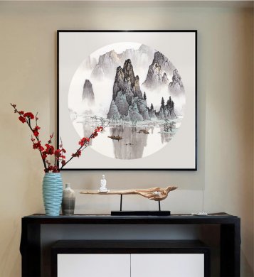 景秀山河，精美水墨裝飾畫