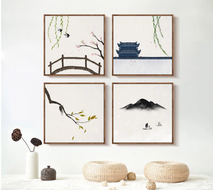 二十四節(jié)氣水墨禪意，中國(guó)風(fēng)客廳裝飾畫
