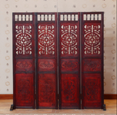 仿古實(shí)木中式屏風(fēng)，復(fù)古玄關(guān)屏風(fēng)隔斷
