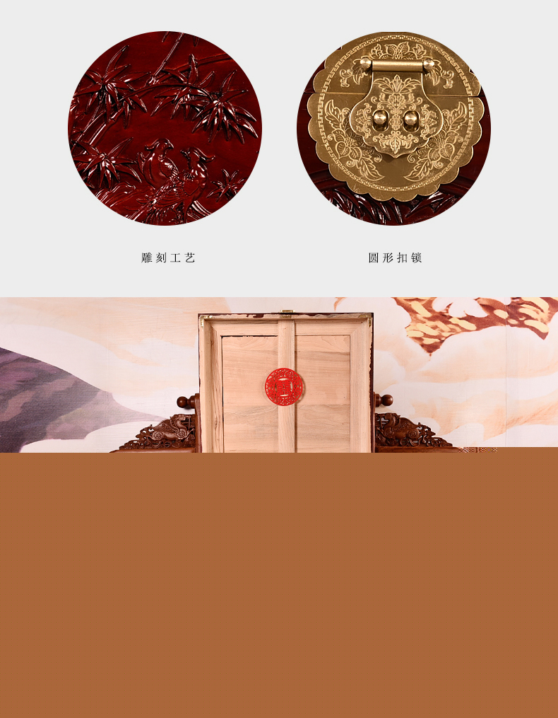 復(fù)古樟木箱，精美竹子雕花木箱子