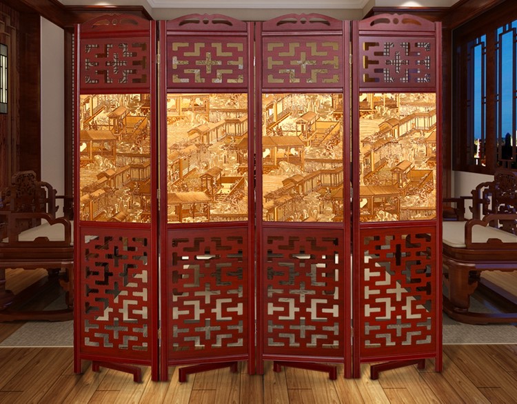 中國風(fēng)實(shí)木古典屏風(fēng)隔斷，中式雙面屏風(fēng)