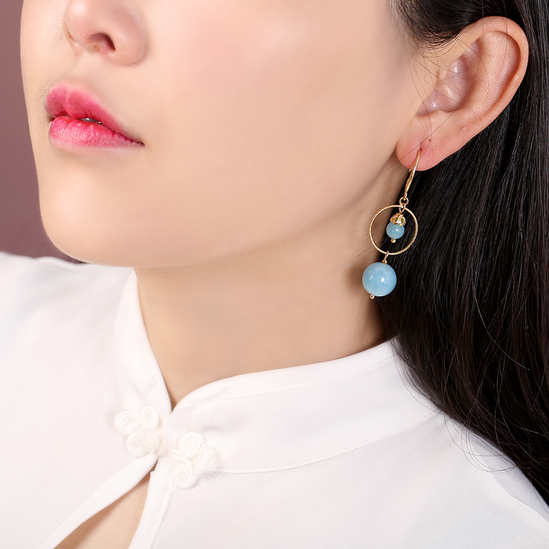 簡(jiǎn)約藍(lán)色系耳環(huán)，精致唯美的古風(fēng)首飾