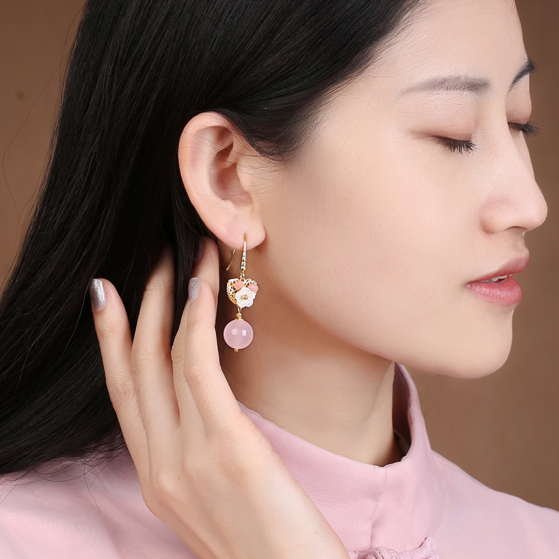 超仙粉色耳墜耳環(huán)，唯美少女心首飾