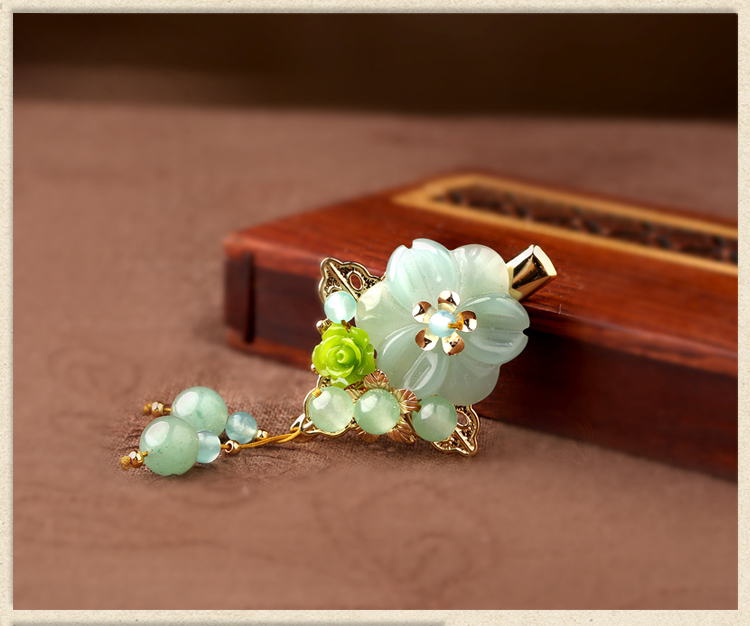 淡綠小花發(fā)夾，小清新古風(fēng)頭飾