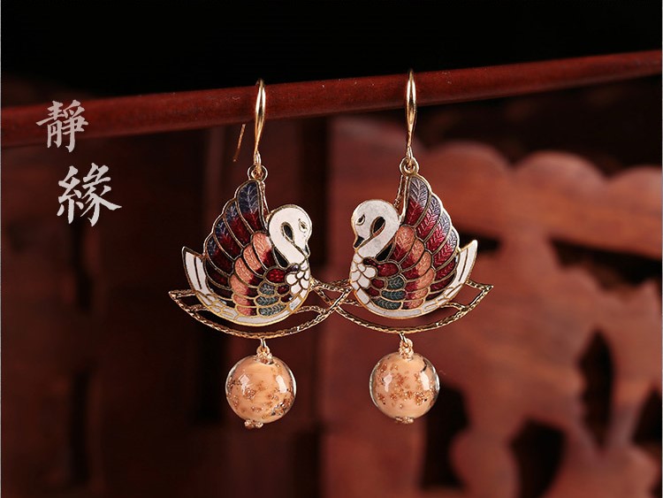靜緣鴛鴦耳環(huán)，古典美好寓意首飾