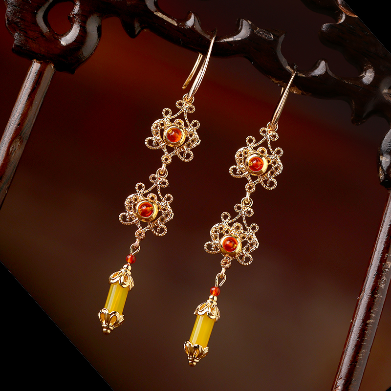 金絲萬(wàn)縷耳環(huán)，金色耳墜名媛氣質(zhì)首飾