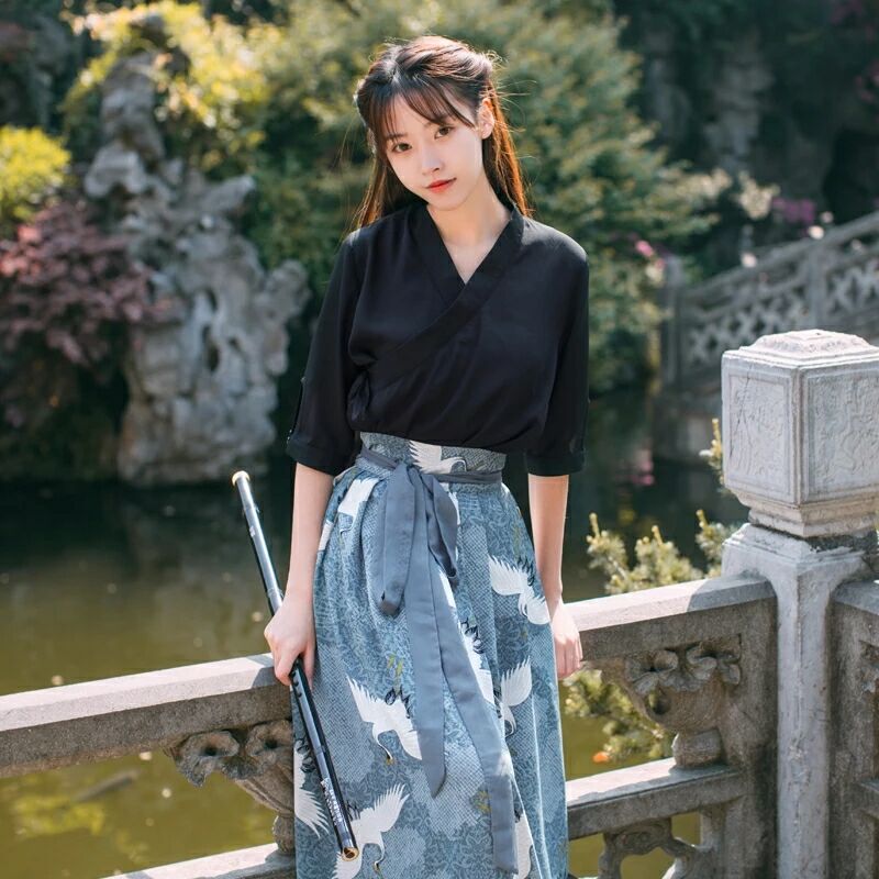 中國(guó)風(fēng)江南素兮漢服，復(fù)古套裙?jié)h服圖片