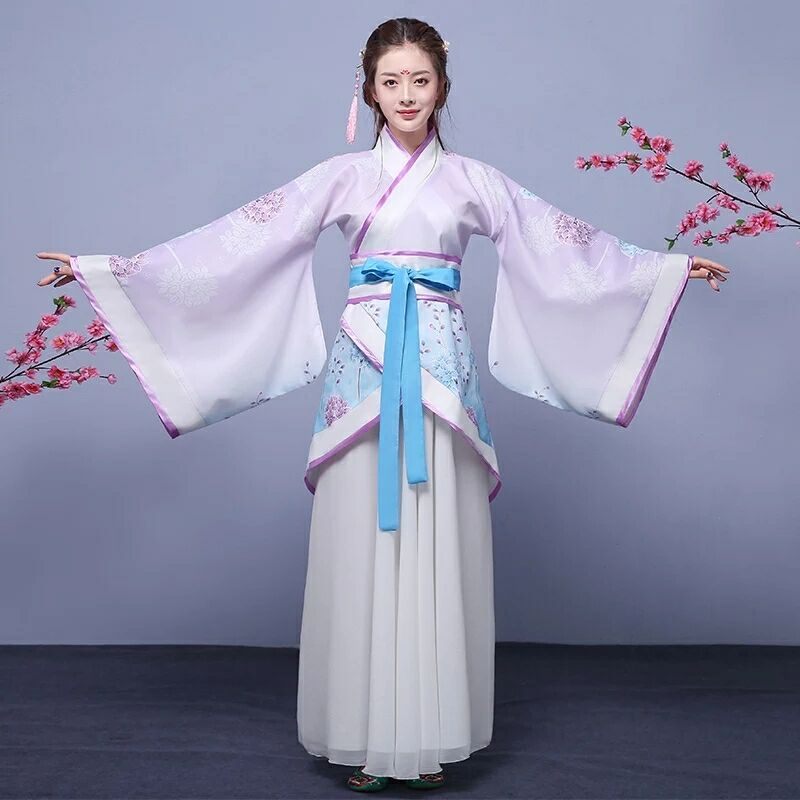 襦裙套裝仙女漢服，中國風(fēng)曲裾齊腰古裝圖片