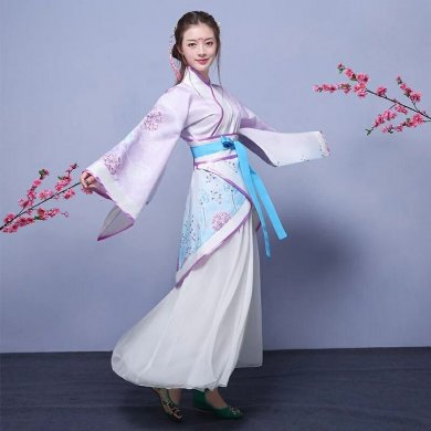 襦裙套裝仙女漢服，中國風(fēng)曲裾齊腰古裝圖片