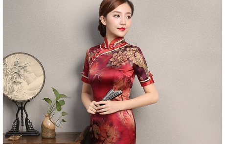 喜慶復(fù)古修身旗袍，時(shí)尚復(fù)古旗袍裙