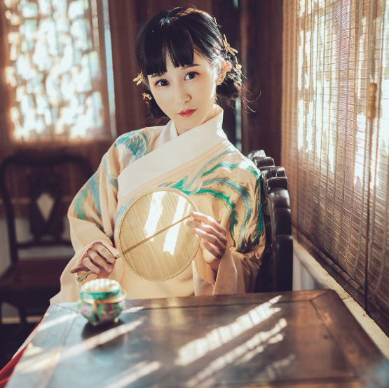 交領(lǐng)襖裙?jié)h服，改良琵琶袖馬面裙