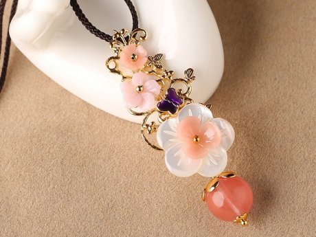 復(fù)古花形朵少女粉鎖骨鏈，氣質(zhì)閨蜜項(xiàng)鏈?zhǔn)罪? /></a></div>
		<div   id=