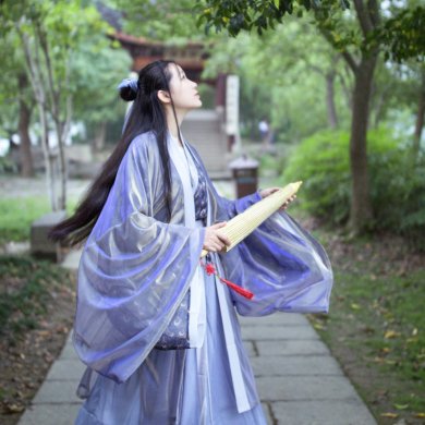 兩重衣齊腰襦裙?jié)h服，清新典雅漢服圖片