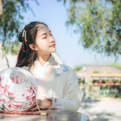 靈動詩意繡花交領(lǐng)漢服，清新古典撞色漢服圖片