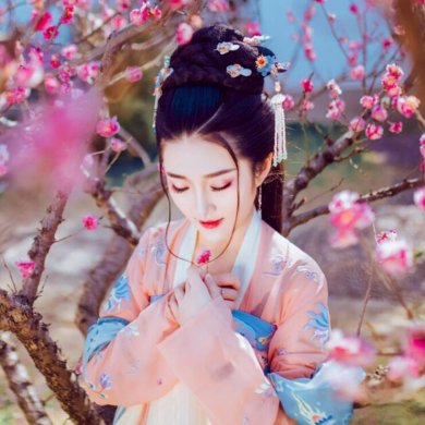 復(fù)古漢服齊胸襦裙，新款繡花漢服美女圖片