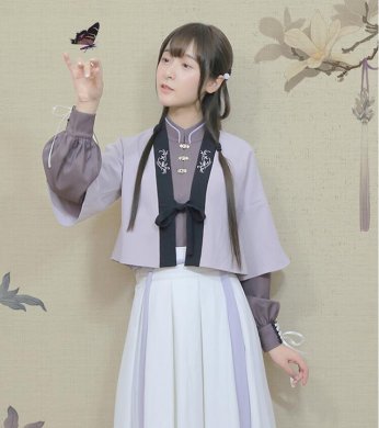 改良版清新唯美漢服，繡花褙子漢服圖片