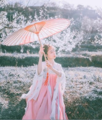 刺繡對(duì)襟齊胸襦裙，清新淡雅漢服