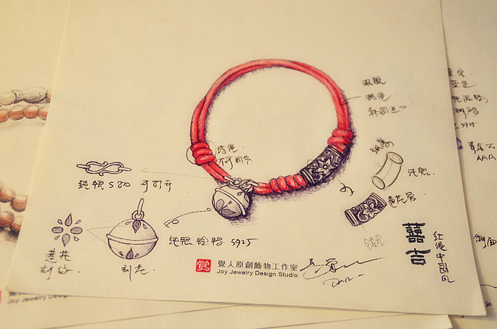 囍吉中國(guó)風(fēng)手鏈，本命年紅繩銀蓮花鈴鐺首飾