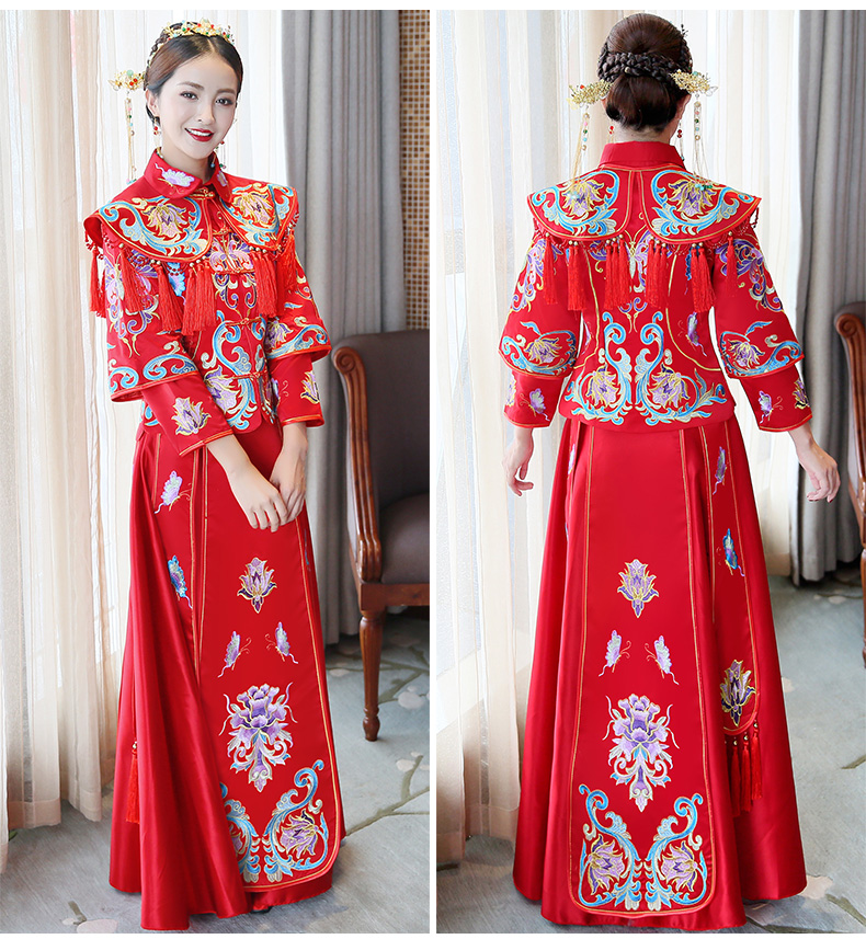 古典秀禾中式禮服，流蘇新娘結婚禮服
