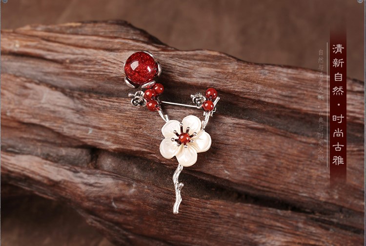 中國風貝殼花氣質胸花胸針飾品