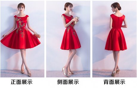時(shí)尚中國風(fēng)中式禮服，芍藥繡花新娘結(jié)婚禮服