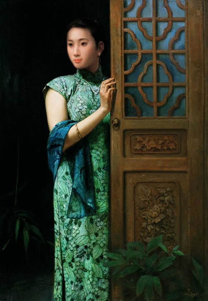 風(fēng)情萬(wàn)種的油畫(huà)旗袍女子！