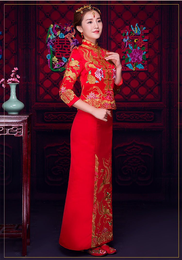 儒雅裙擺新娘禮服，魅力時(shí)尚中式禮服