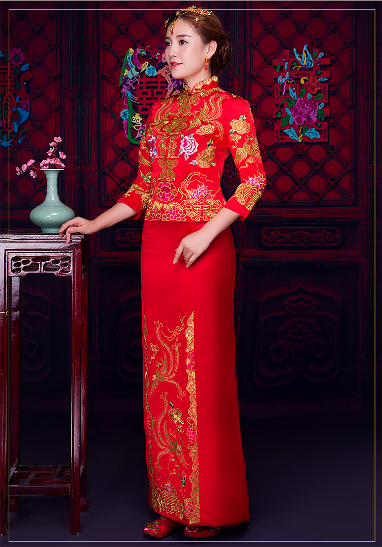 儒雅裙擺新娘禮服，魅力時(shí)尚中式禮服
