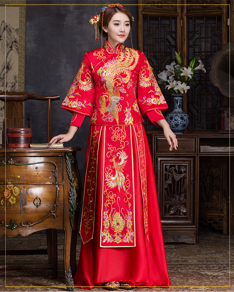 優(yōu)雅時(shí)尚中式禮服，復(fù)古中國(guó)風(fēng)新娘禮服