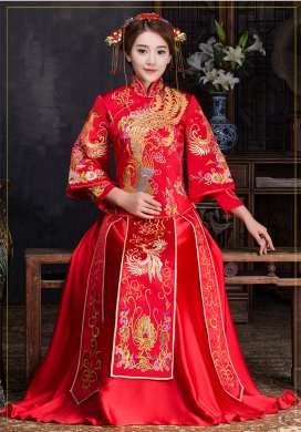 優(yōu)雅時(shí)尚中式禮服，復(fù)古中國風(fēng)新娘禮服