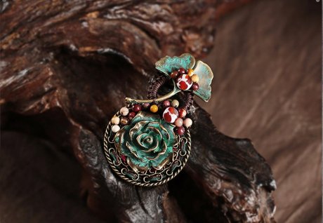 葉痕復(fù)古文藝胸針，民族風(fēng)風(fēng)胸花飾品