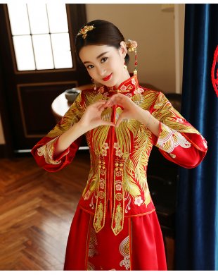 古典獨特刺繡新娘禮服，結(jié)婚中式禮服