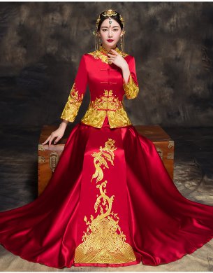中國風新娘秀禾禮服，唯美中式結婚禮服