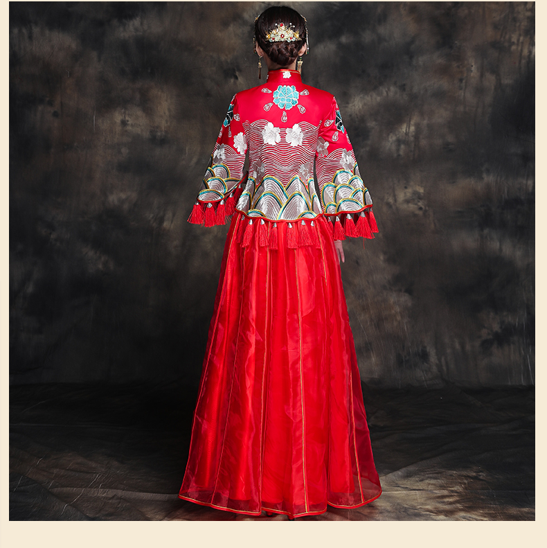復(fù)古典雅新娘禮服，唯美中式結(jié)婚禮服