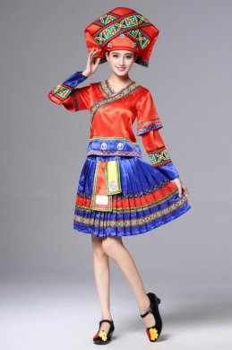 廣西壯族服裝土家族苗族，百褶裙少數(shù)民族服裝