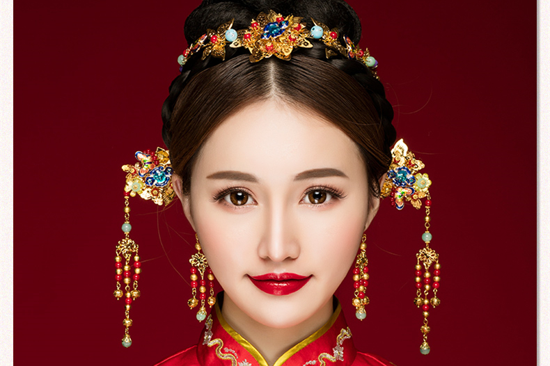 古典步搖新娘發(fā)飾，古式婚禮發(fā)簪