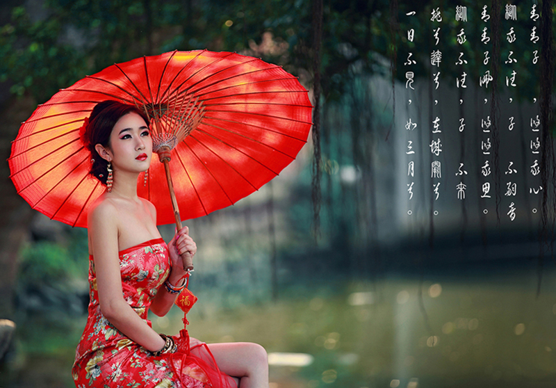 中國風性感抹胸中式旗袍古裝美女圖片