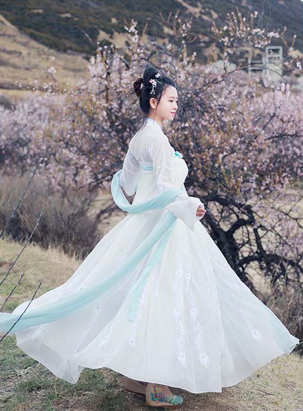 大擺繡花齊胸襦裙，漢服
