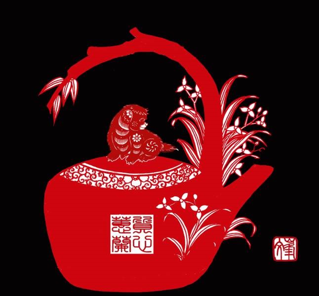 百狗圖剪紙系列(32張)，曹文峰剪紙作品欣賞