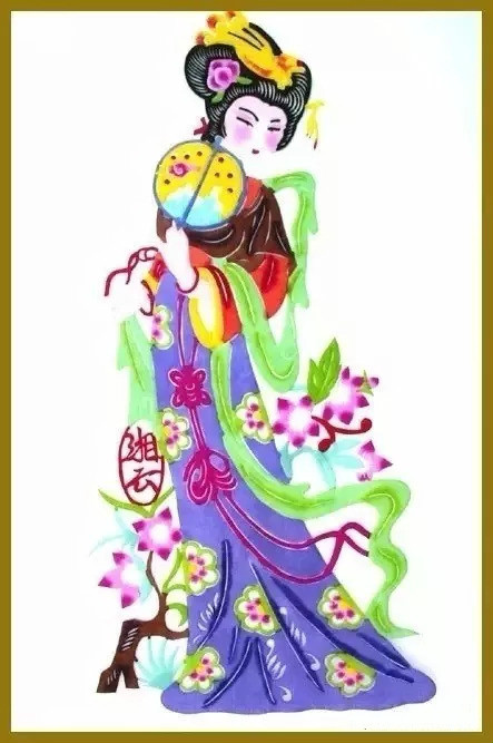 美女染色剪紙作品欣賞，色彩斑斕的剪紙藝術(shù)