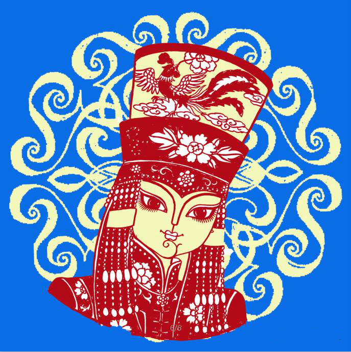 蒙古族美女剪紙，曹文峰剪紙作品欣賞