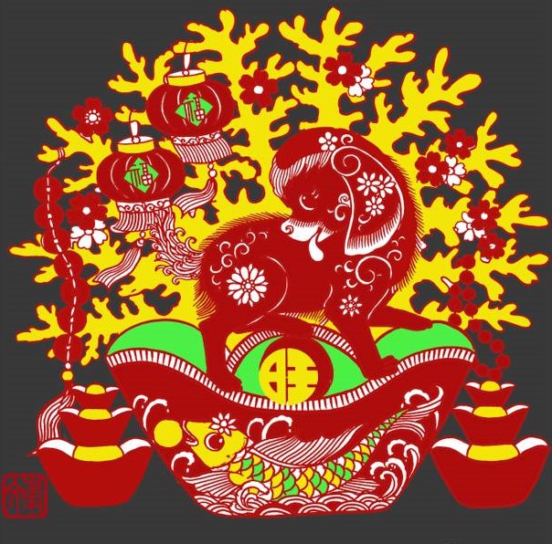 百狗圖剪紙系列(32張)，曹文峰剪紙作品欣賞