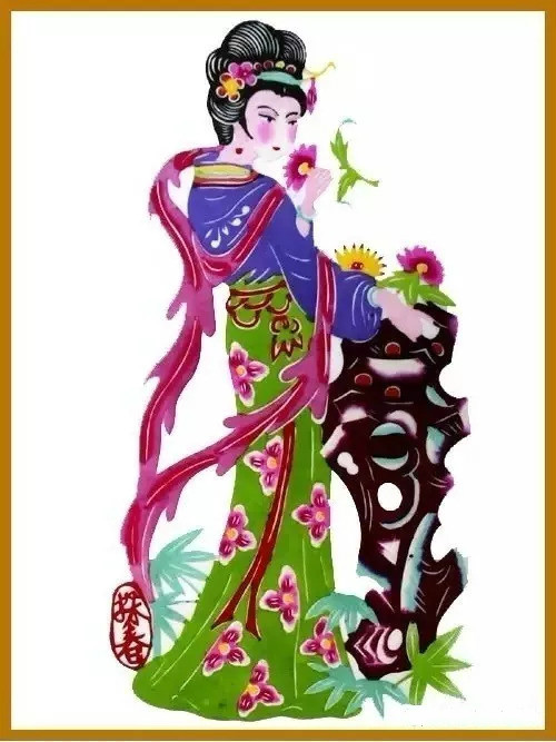 美女染色剪紙作品欣賞，色彩斑斕的剪紙藝術(shù)