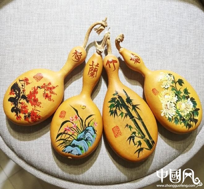 手繪梅蘭菊竹葫蘆，彩繪葫蘆驚艷眾人