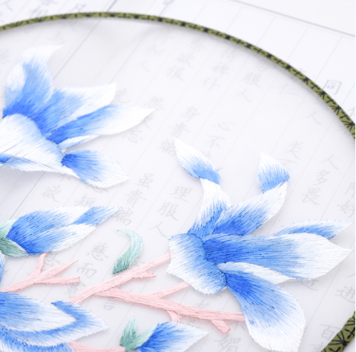 四款雙面繡花中國風(fēng)團扇，古風(fēng)宮扇古典扇子圖