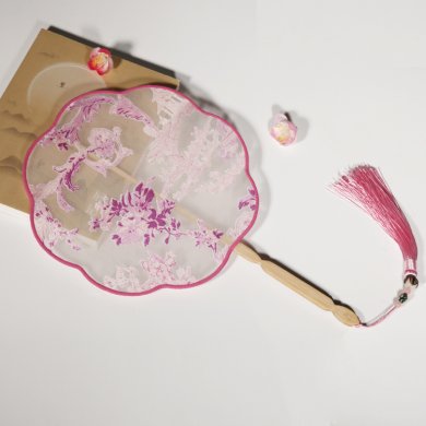 唯美粉色小清新團扇，花信復古古典扇子