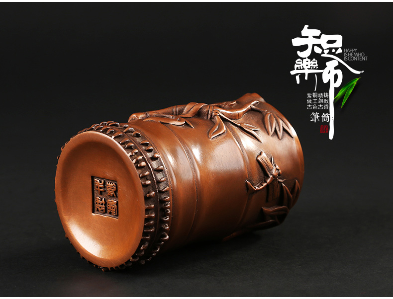 仿古知了蟬筆筒，文房四寶擺件