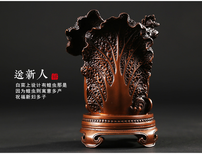 仿古百財聚來筆筒，招財文房四寶擺件